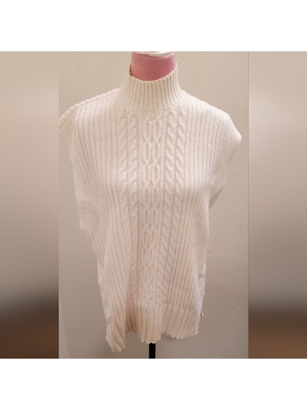 LOFT Cream Cable Knit Turtleneck Sweater